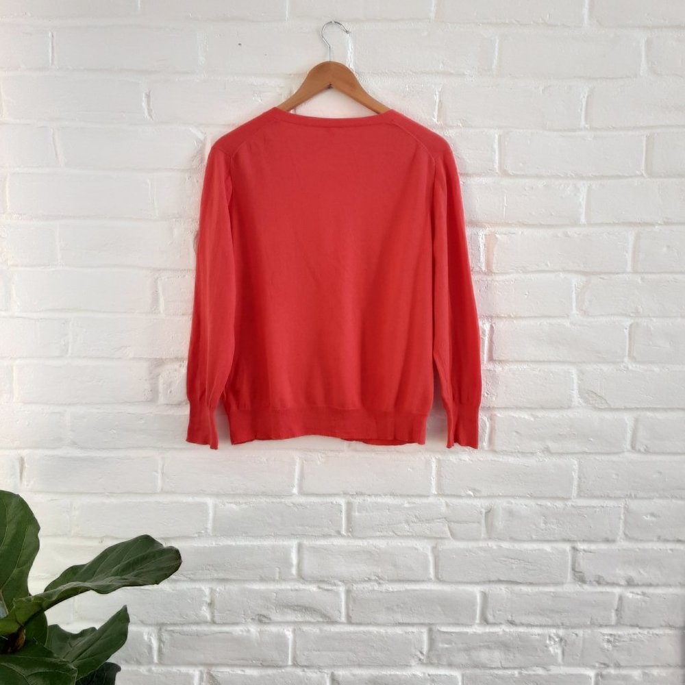 J. CREW ORANGE V NECK 100% COTTON CARDIGAN SIZE XL - Picture 2 of 5